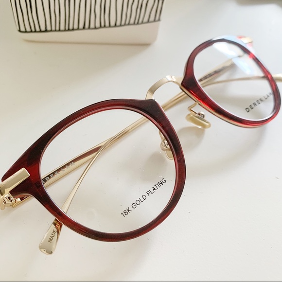DEREK LAM 281 glasses 18k gold plated ruby/goldNWT - Picture 6 of 12